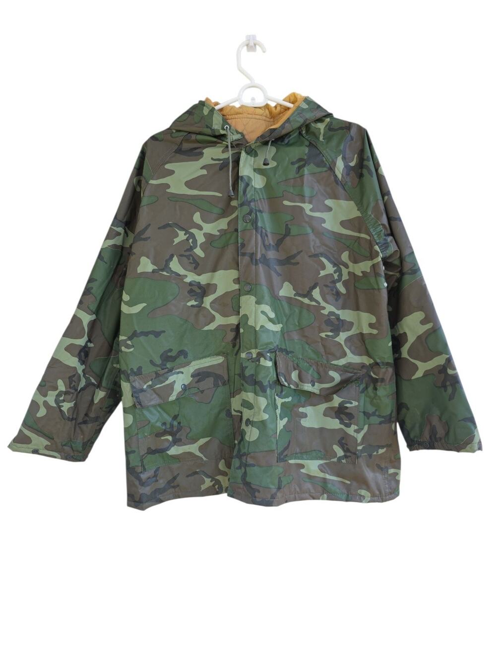 Vintage Woodland Camo Quilted Hooded Jacket Medium Made in Korea 80s 90s